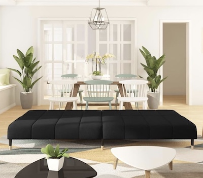 black sofa flat with light Background