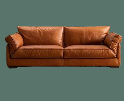 tan leather. sofa with green background